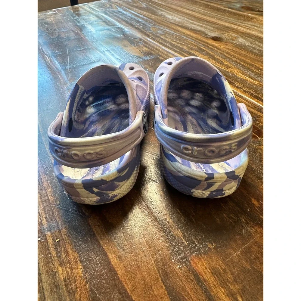 Crocs‎ Kids Classic Marbled Clog Purple White Swirl Minnie Mouse Jibbitz Shoe C8
